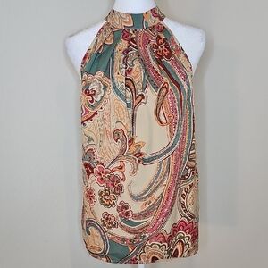 Paisley Halter Sleeveless Multi-color Top Sz M